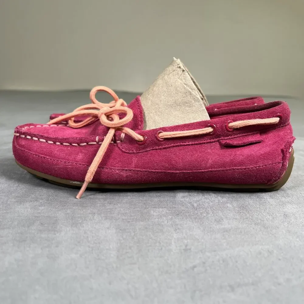 Cole Haan Girls Driving Shoes Pink Suede Slip On Moccasins Loafers Sz 2 Grand.OS